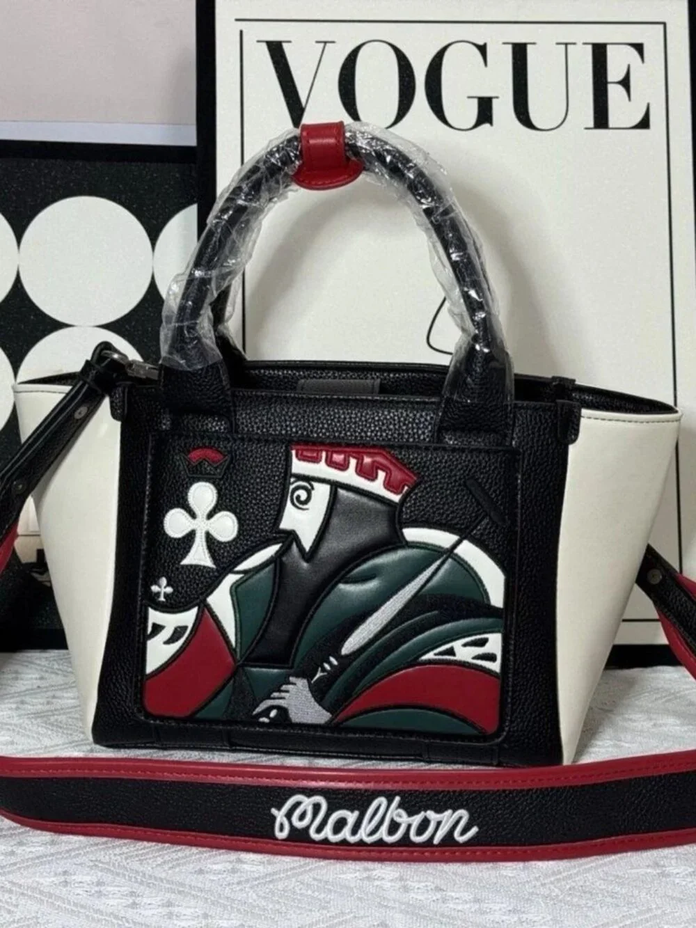 Malbon Golf Handbag 26 New Unisex Poker Pattern Tote Shoulder Bag